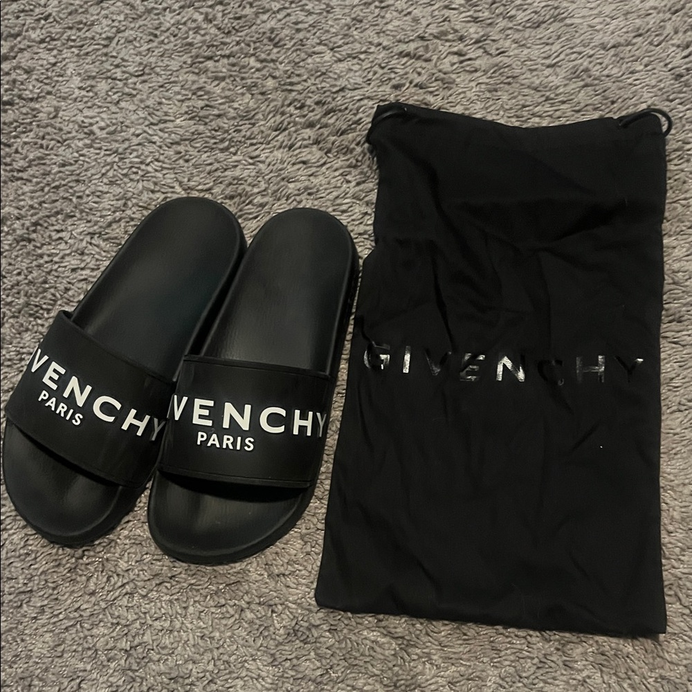 Givenchy Paris Black Logo Slide Sandals